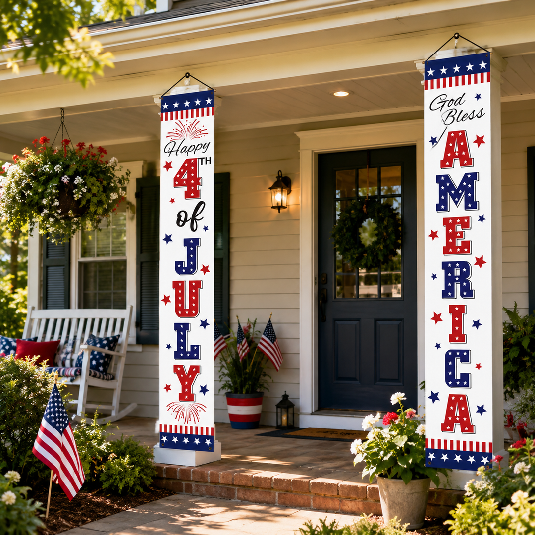 July 4th Independence Day Door Couplets American Eagle Patriotic Banner Flags Yard Decor