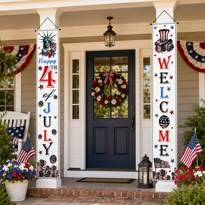 July 4th Independence Day Door Couplets American Eagle Patriotic Banner Flags Yard Decor