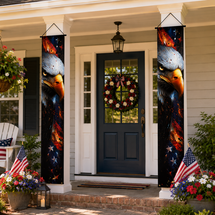 July 4th Independence Day Door Couplets American Eagle Patriotic Banner Flags Yard Decor