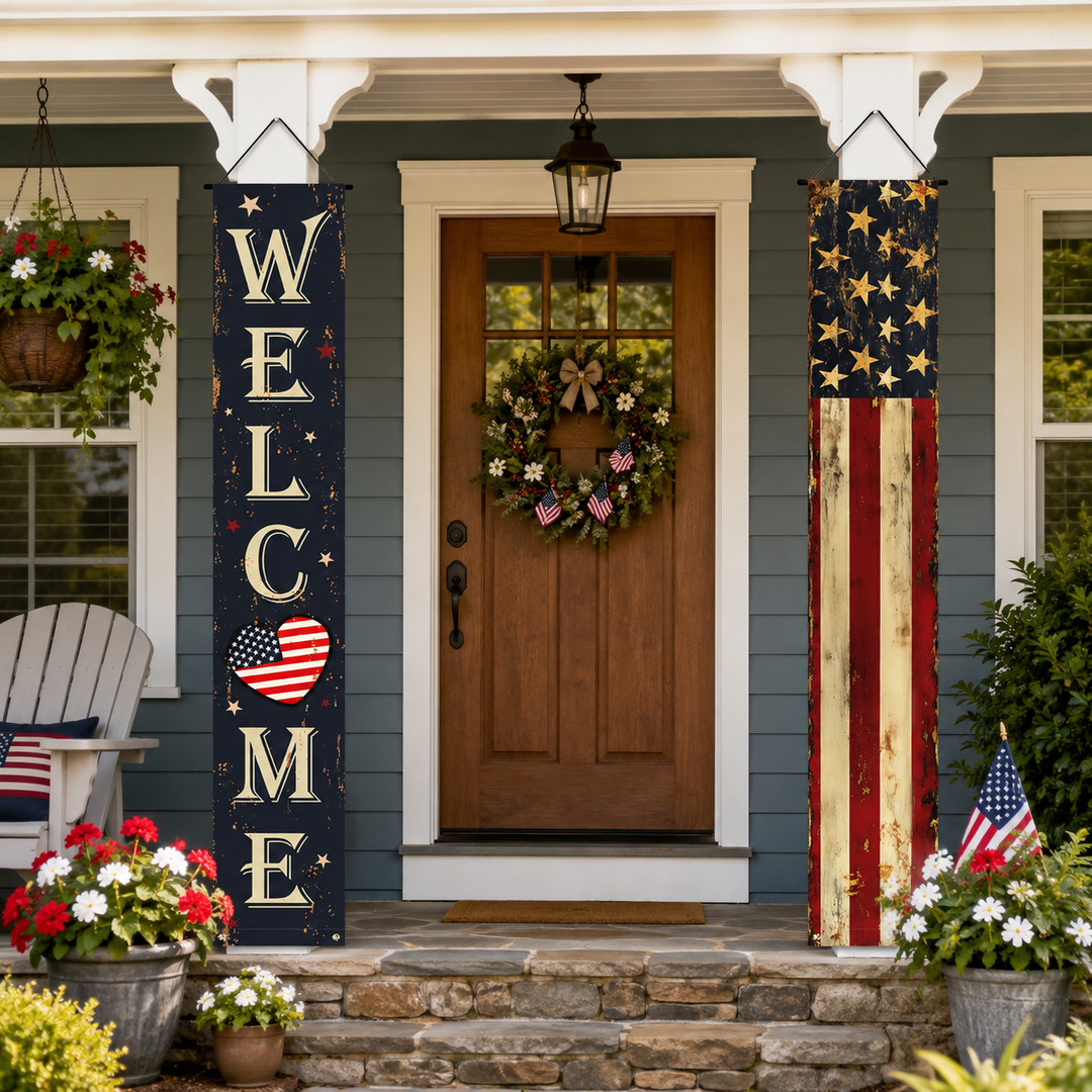 July 4th Independence Day Door Couplets American Eagle Patriotic Banner Flags Yard Decor