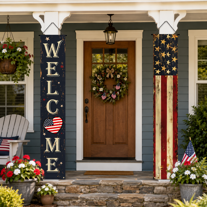 July 4th Independence Day Door Couplets American Eagle Patriotic Banner Flags Yard Decor