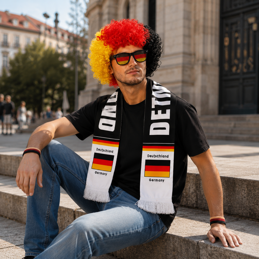 Country Flag Headband Afro Wig Hat Sports Fan Kit Sunglasses Scarf World Cup Independence Day