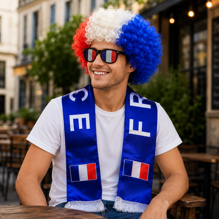 Country Flag Headband Afro Wig Hat Sports Fan Kit Sunglasses Scarf World Cup Independence Day