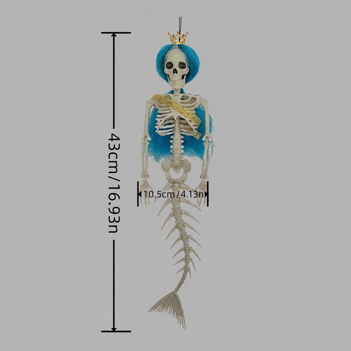 Hanging Mermaid Bone Halloween Ornament Outdoor Garden Skeleton Haunted Party Decor