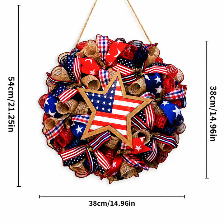Wooden Independence Day Wreath American Eagle Flag Door Hanging July 4th Patriotic Decor