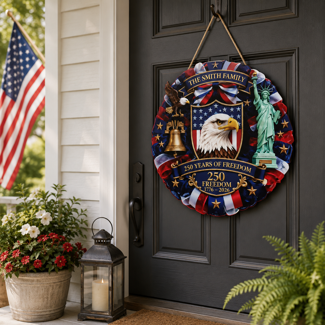 Wooden Independence Day Wreath American Eagle Flag Door Hanging July 4th Patriotic Decor