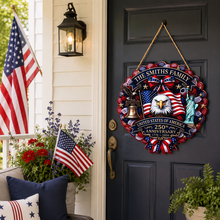 Wooden Independence Day Wreath American Eagle Flag Door Hanging July 4th Patriotic Decor