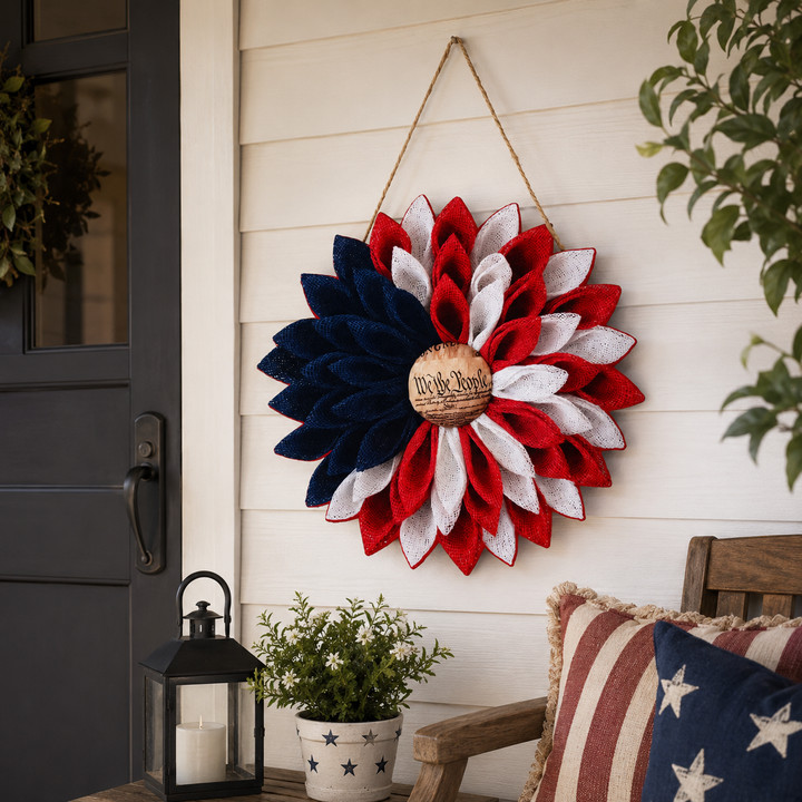 Wooden Independence Day Wreath American Eagle Flag Door Hanging July 4th Patriotic Decor