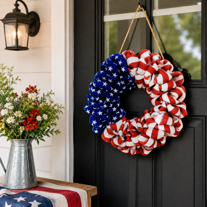 Wooden Independence Day Wreath American Eagle Flag Door Hanging July 4th Patriotic Decor