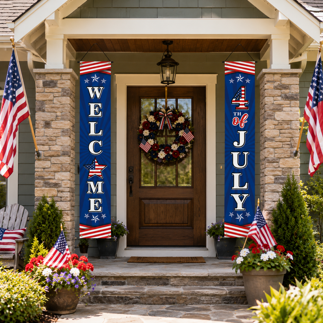 July 4th Independence Day Door Couplets American Eagle Patriotic Banner Flags Yard Decor