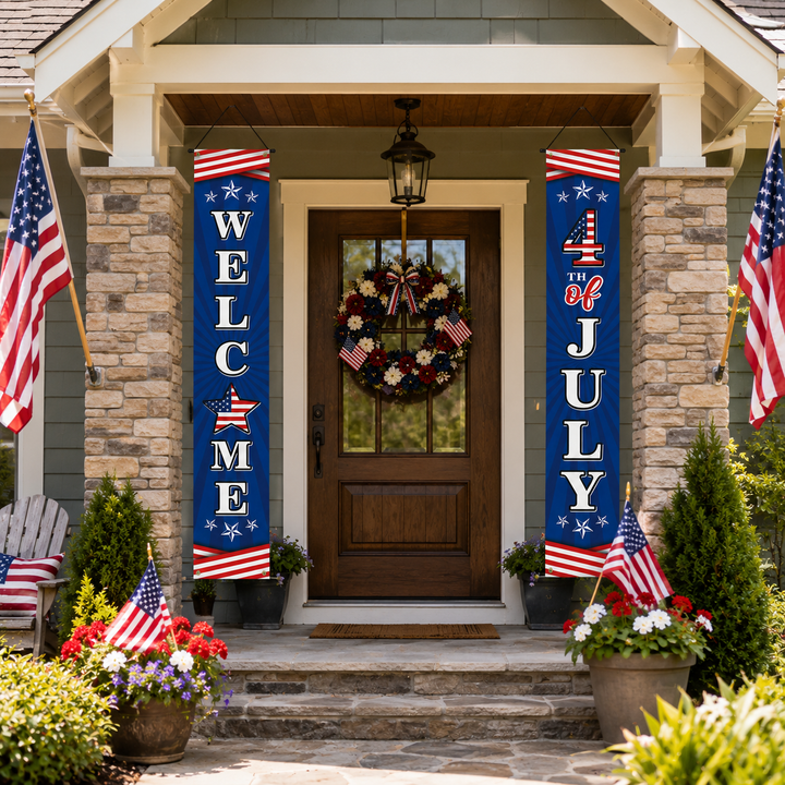 July 4th Independence Day Door Couplets American Eagle Patriotic Banner Flags Yard Decor