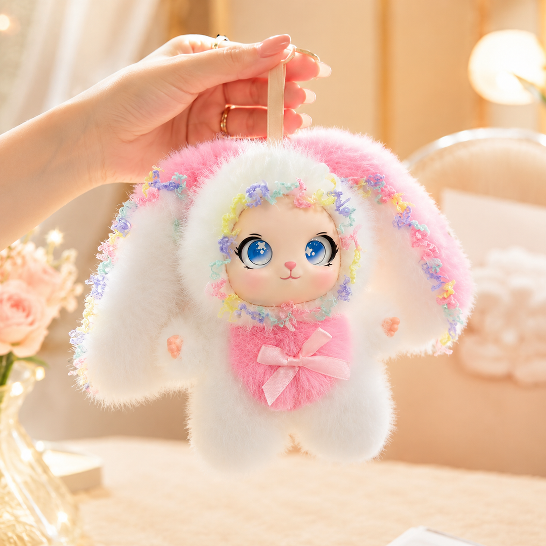 Cute Big Ear Rabbit Plush Bunny Keychain Bag Charm Decor Gift