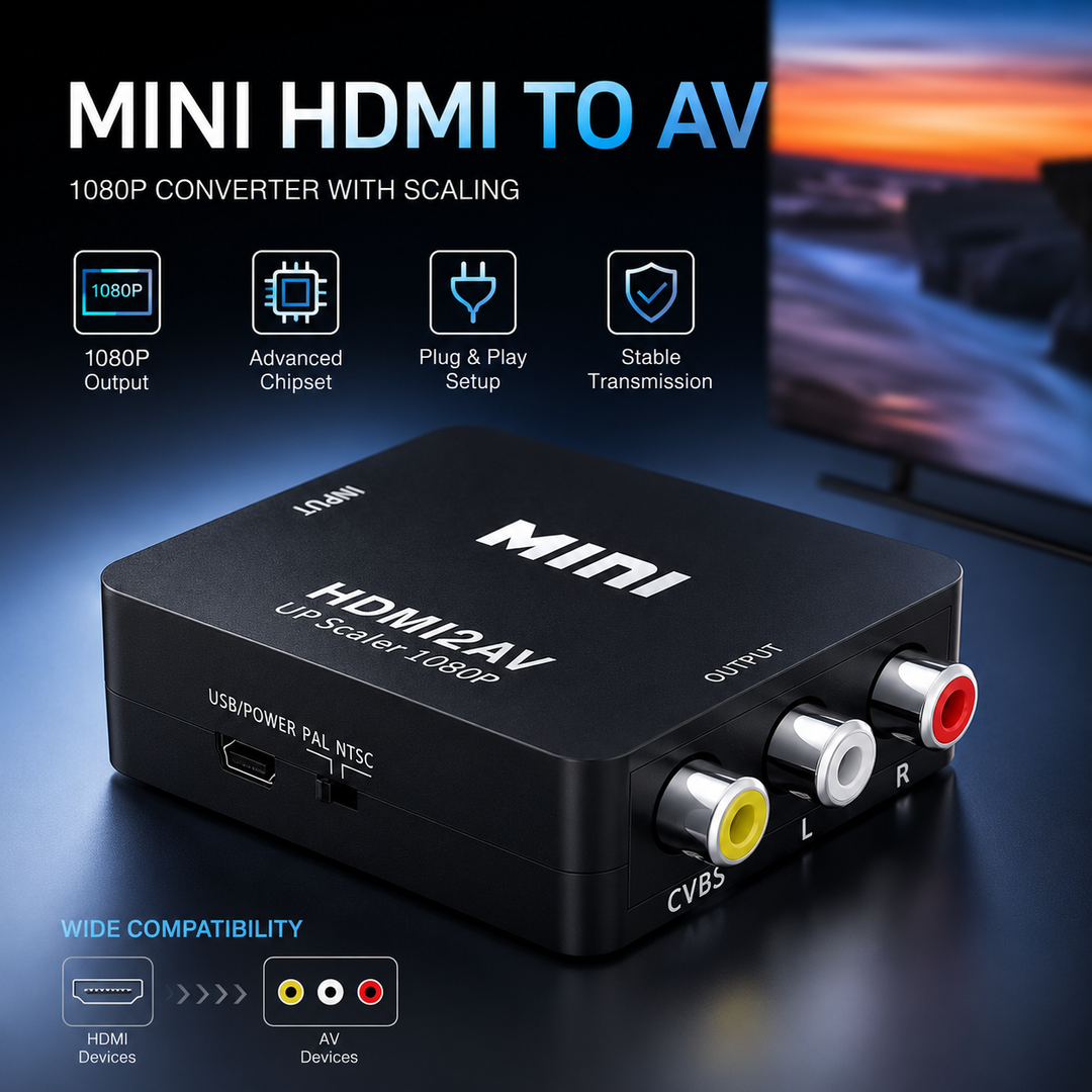 HDMI to RCA Converter Composite AV Adapter 1080P CVBS for Old TV