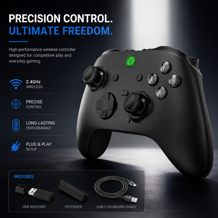 Wireless Gaming Controller 2.4GHz Gamepad for PC and Console Compatible