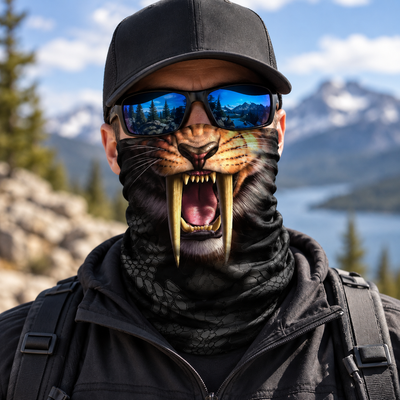 Scary Saber-Tooth Tiger Halloween Face Mask Bandana