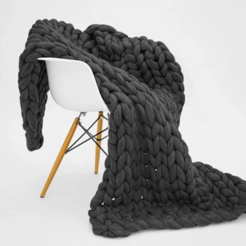 Merino Wool Knitted Blanket Throw