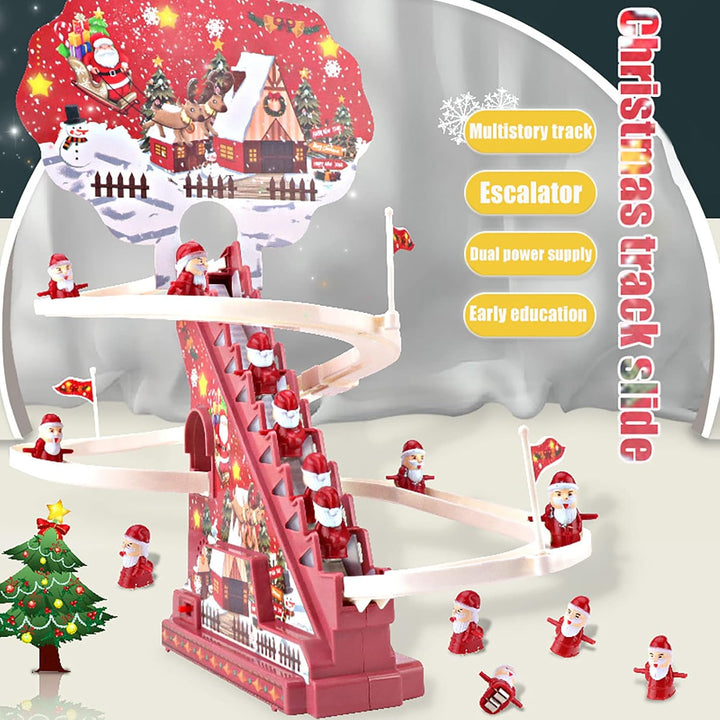 Electric Santa Claus Climbing Stairs Toy with Music and Lights