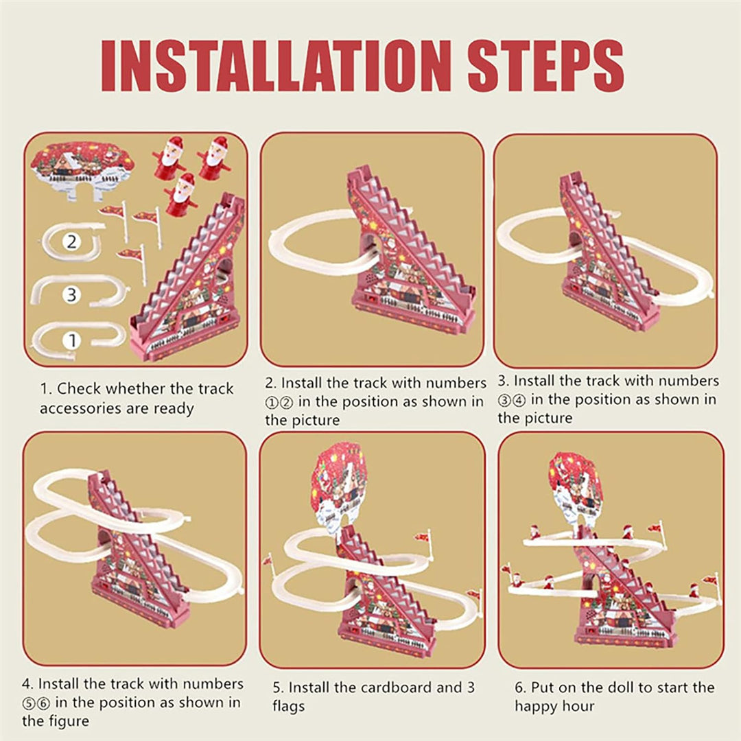 Electric Santa Claus Climbing Stairs Toy with Music and Lights