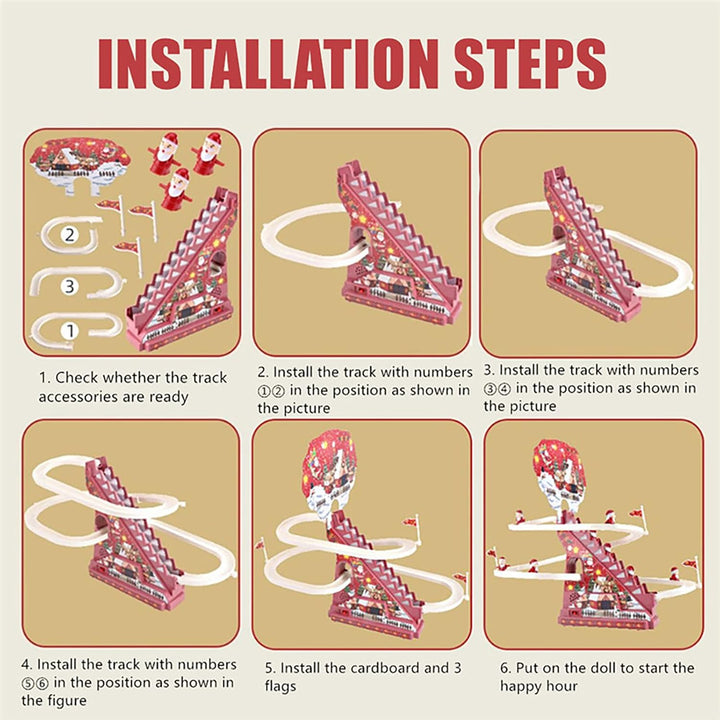 Electric Santa Claus Climbing Stairs Toy with Music and Lights