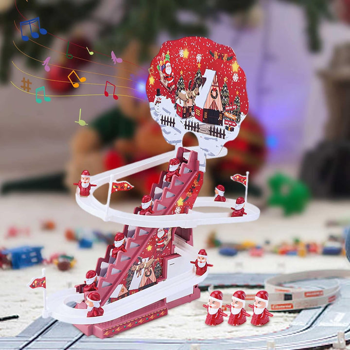 Electric Santa Claus Climbing Stairs Toy with Music and Lights