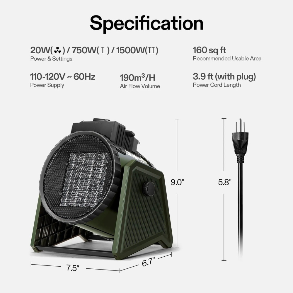 Adjustable Thermostat Electric Space Heater