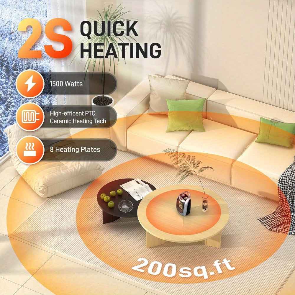 Indoor Space Heater with Temperature Sensor Adjustable Thermostat