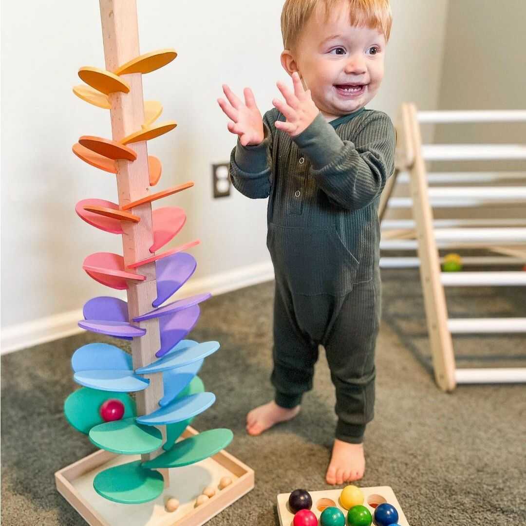 Wooden Rainbow Sound Tower Educational Toy Set