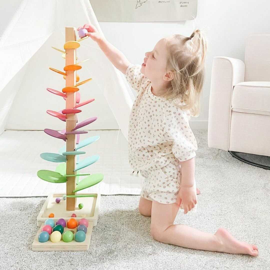 Wooden Rainbow Sound Tower Educational Toy Set