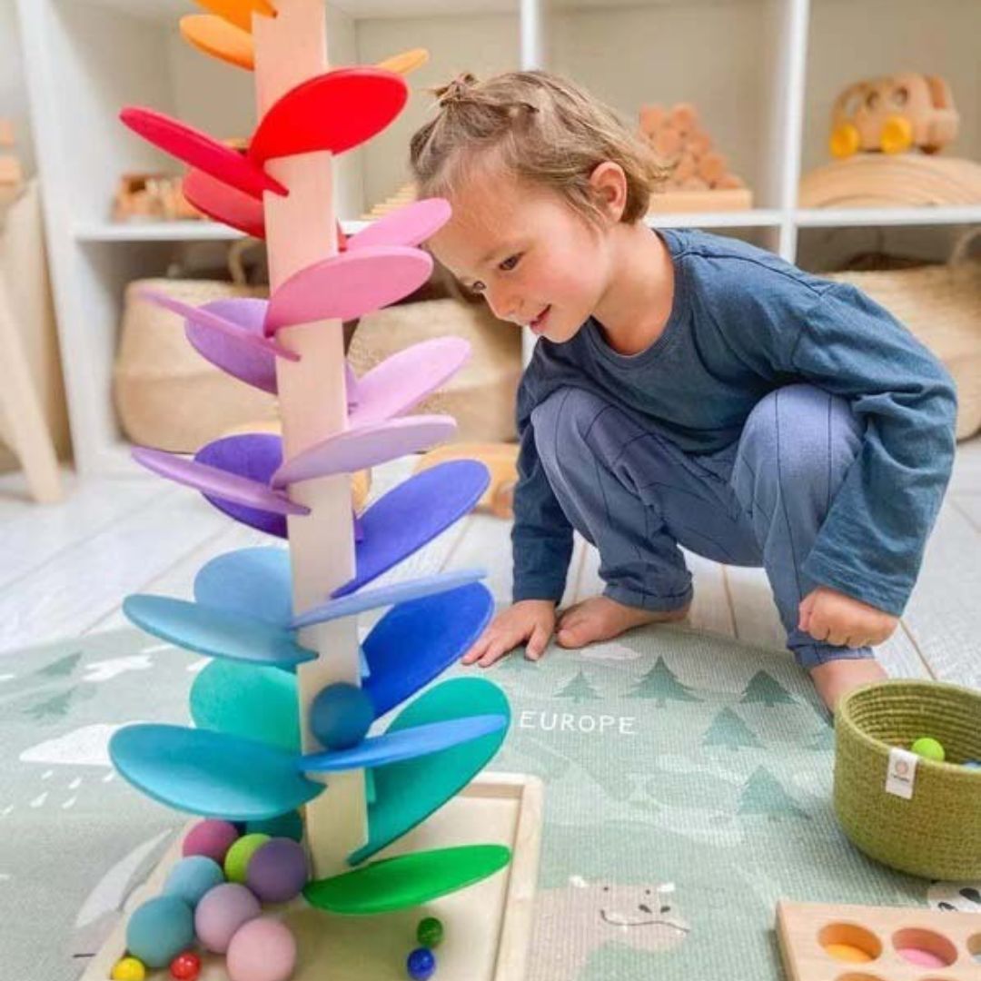 Wooden Rainbow Sound Tower Educational Toy Set