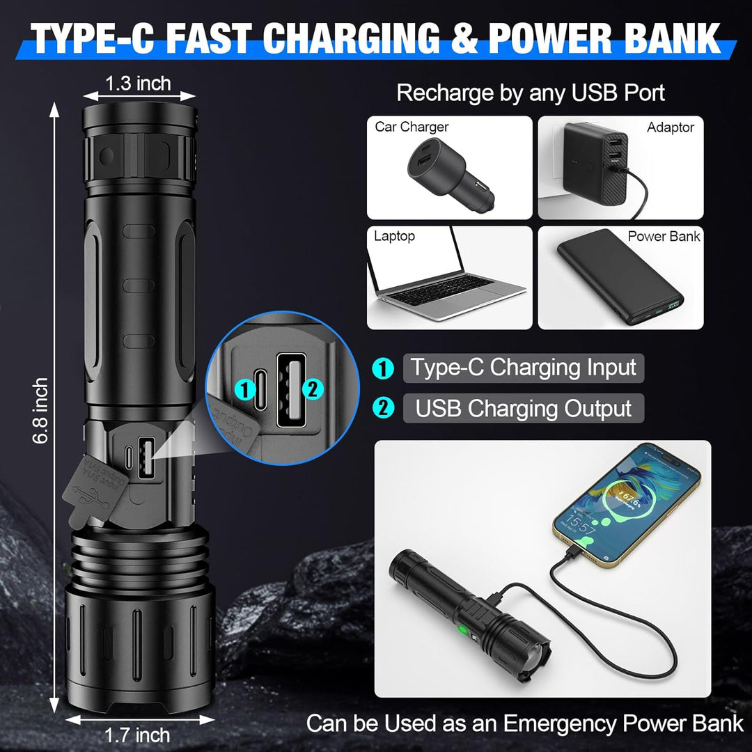 brightest led rechargeable flashlight Jowsie World's Brightest LED Torch – 100,000 Lumens, Waterproof – jowsie.com