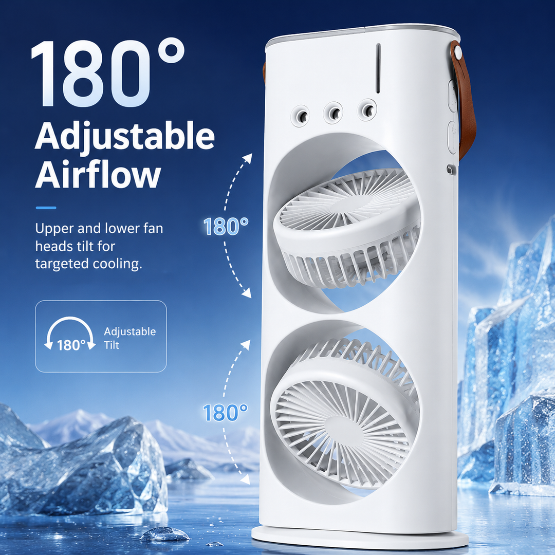 Double Head Three Hole Spray Fan USB Charging Desktop Colorful Light Gift