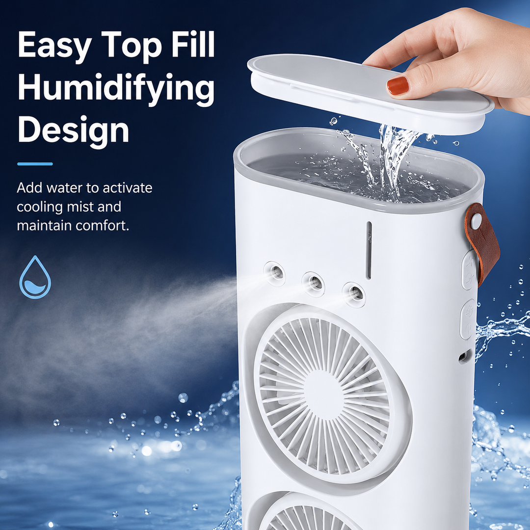 Double Head Three Hole Spray Fan USB Charging Desktop Colorful Light Gift