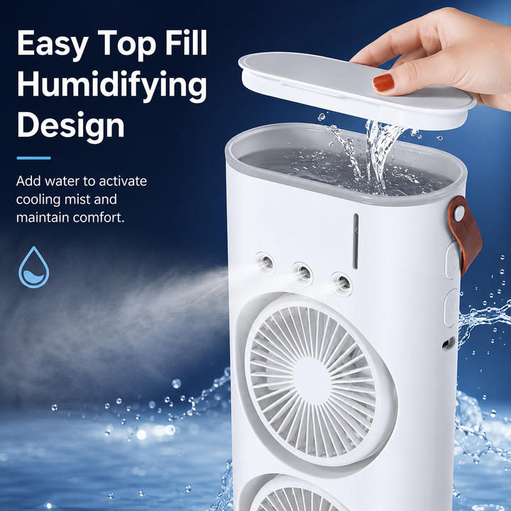 Double Head Three Hole Spray Fan USB Charging Desktop Colorful Light Gift