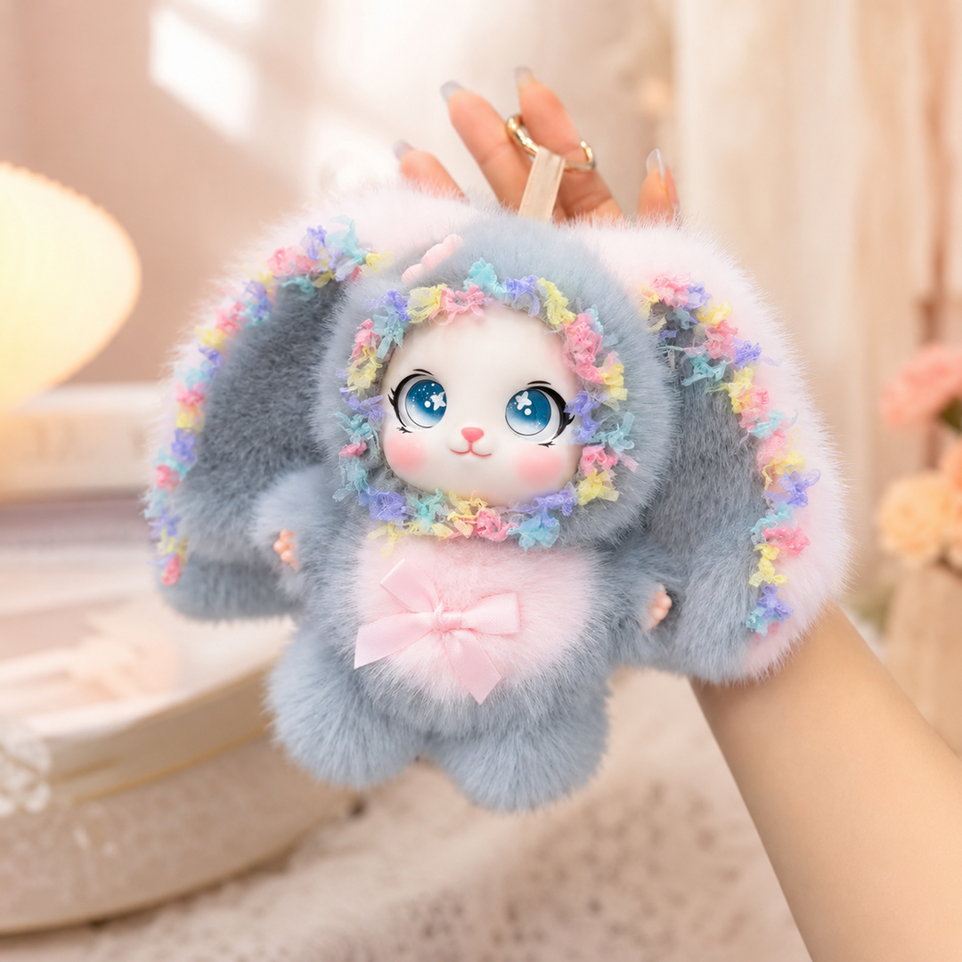 Cute Big Ear Rabbit Plush Bunny Keychain Bag Charm Decor Gift
