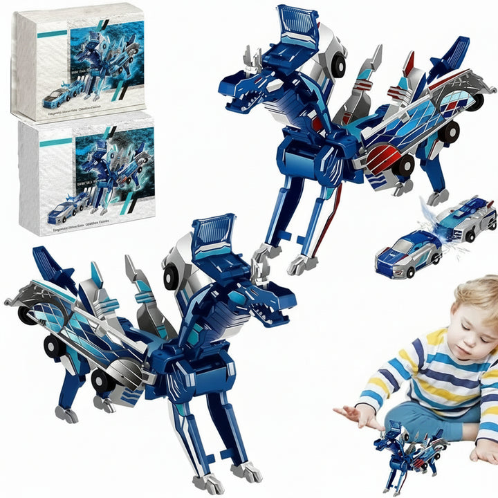 Kids Transformer Car Dinosaur Magnetic Toy Set