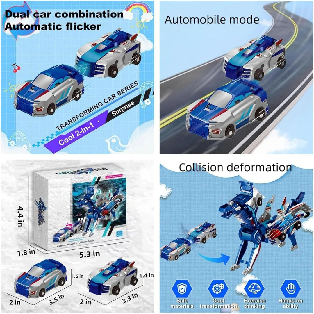 Kids Transformer Car Dinosaur Magnetic Toy Set