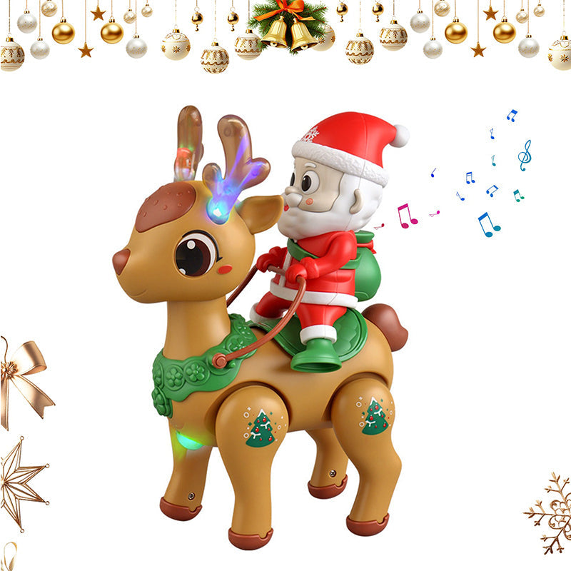 Kids Electric Santa Claus Reindeer Walking Toy with Lights Music