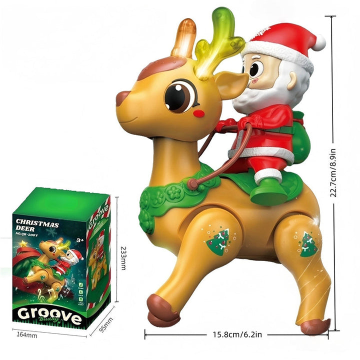 Kids Electric Santa Claus Reindeer Walking Toy with Lights Music