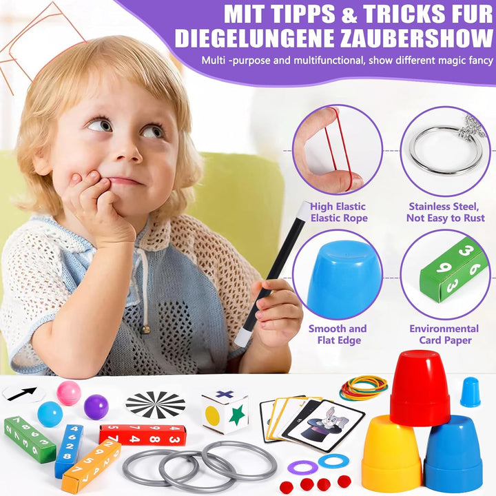 Kids Magic Kit with Magician Costume and Tutorial Videos