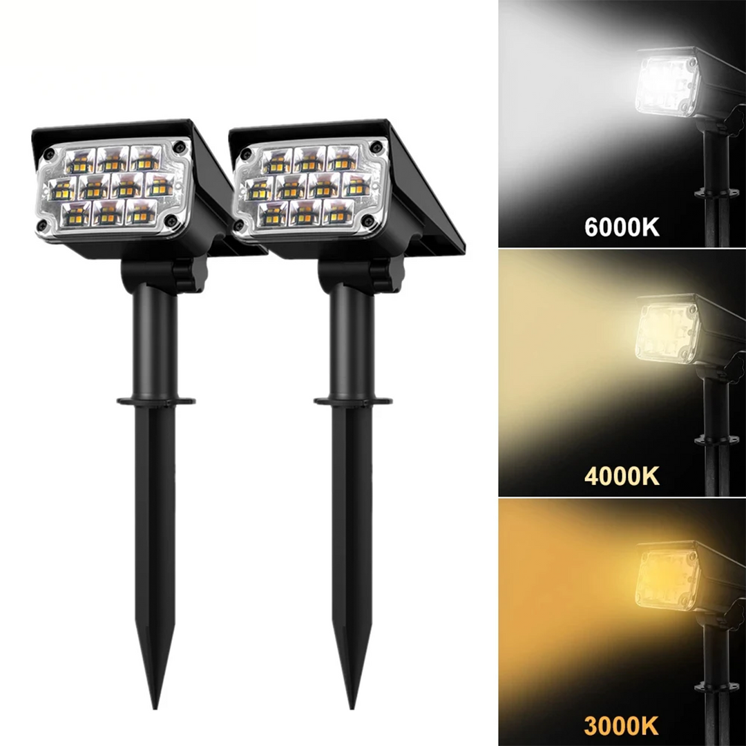 Solar LED Garden Spotlights with Ground Stake