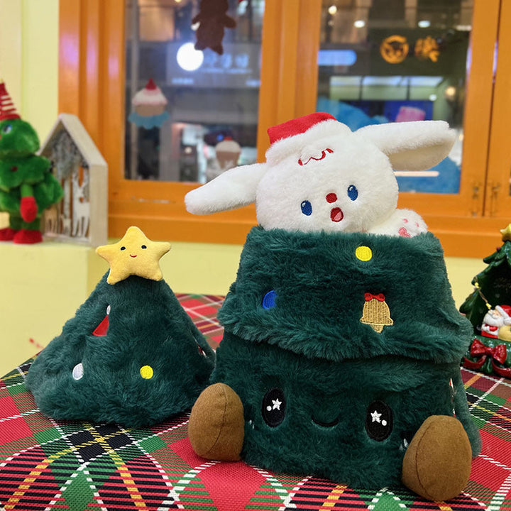 Plush Christmas Tree Doll with Movable Dog Toy