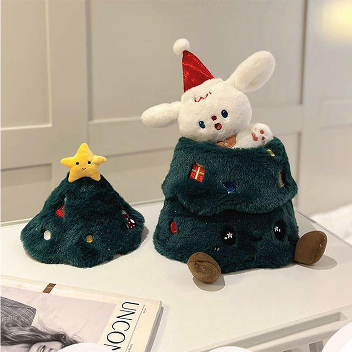 Plush Christmas Tree Doll with Movable Dog Toy