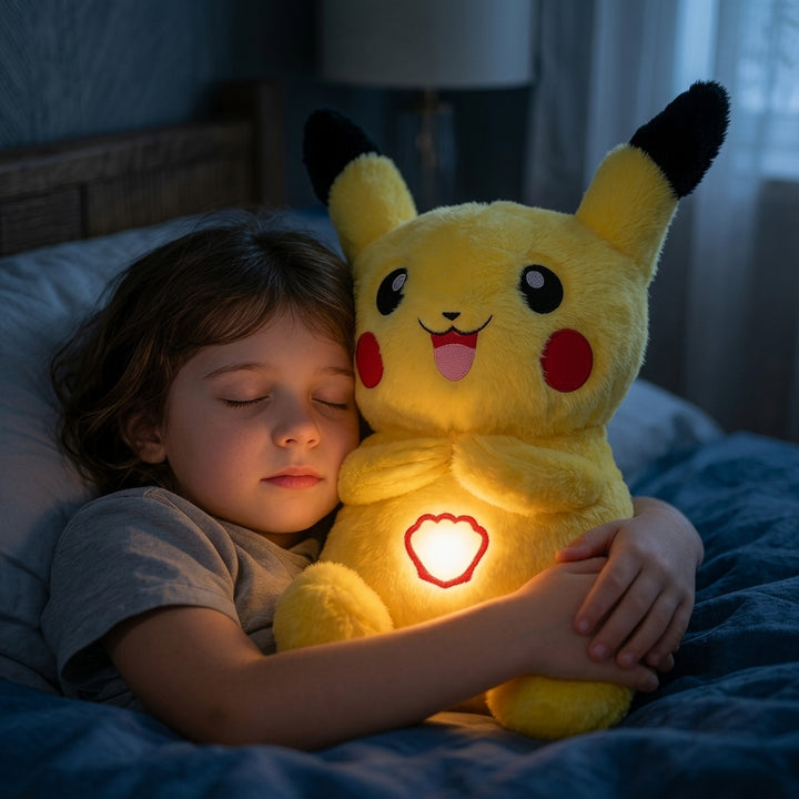 Cute Cartoon Plush Doll Breathing Light Music Soothing Sleeping Kids Gift