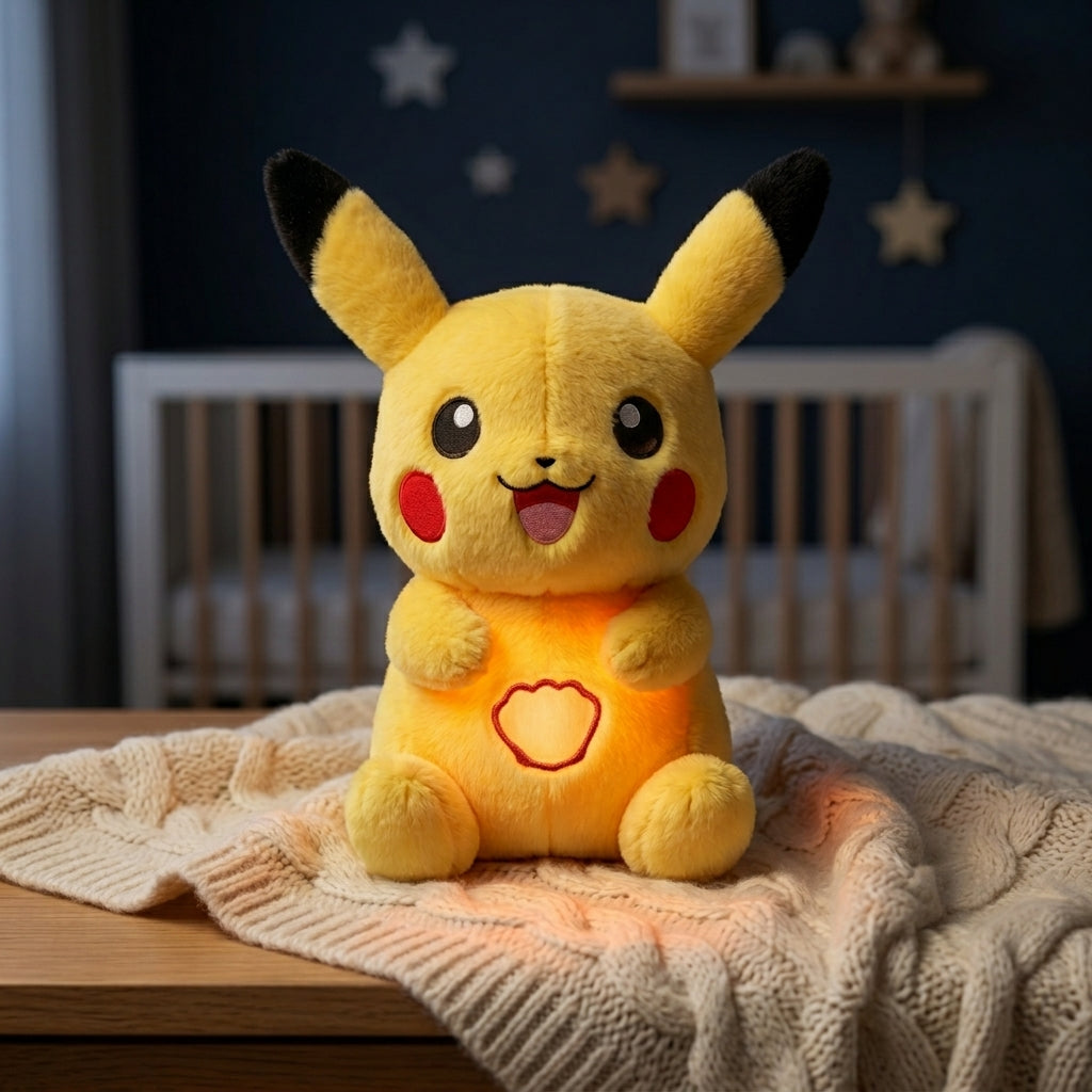 Cute Cartoon Plush Doll Breathing Light Music Soothing Sleeping Kids Gift