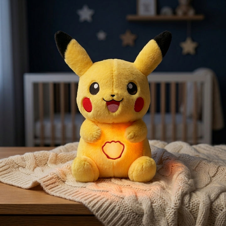 Cute Cartoon Plush Doll Breathing Light Music Soothing Sleeping Kids Gift