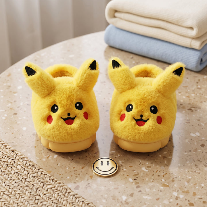 Cute Cartoon Plush Slippers Kids Winter Indoor Soft Warm Shoes