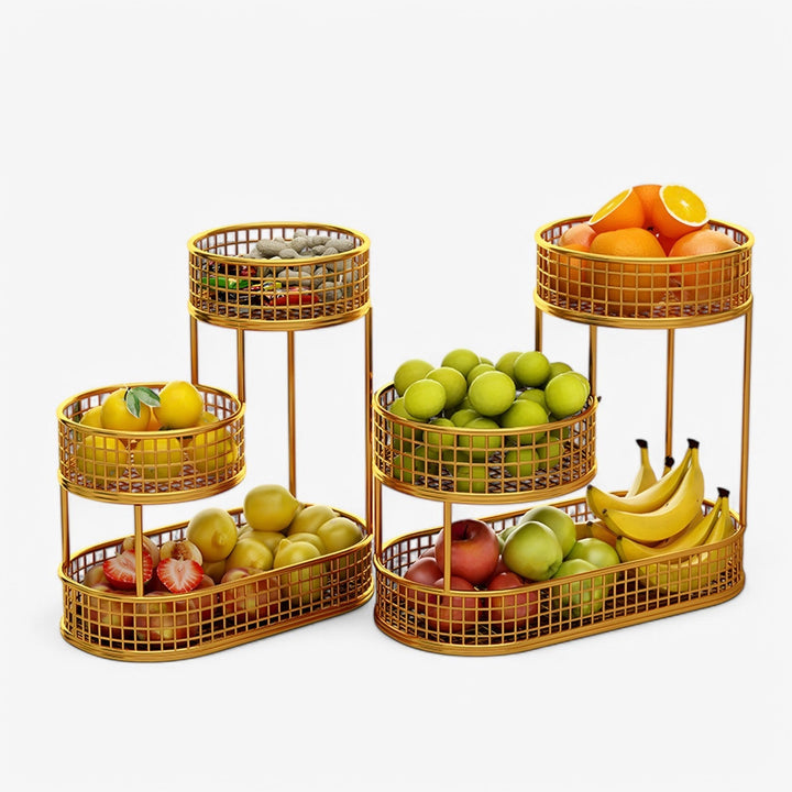 Multi Tier Iron Fruit Basket Organizer for Kitchen