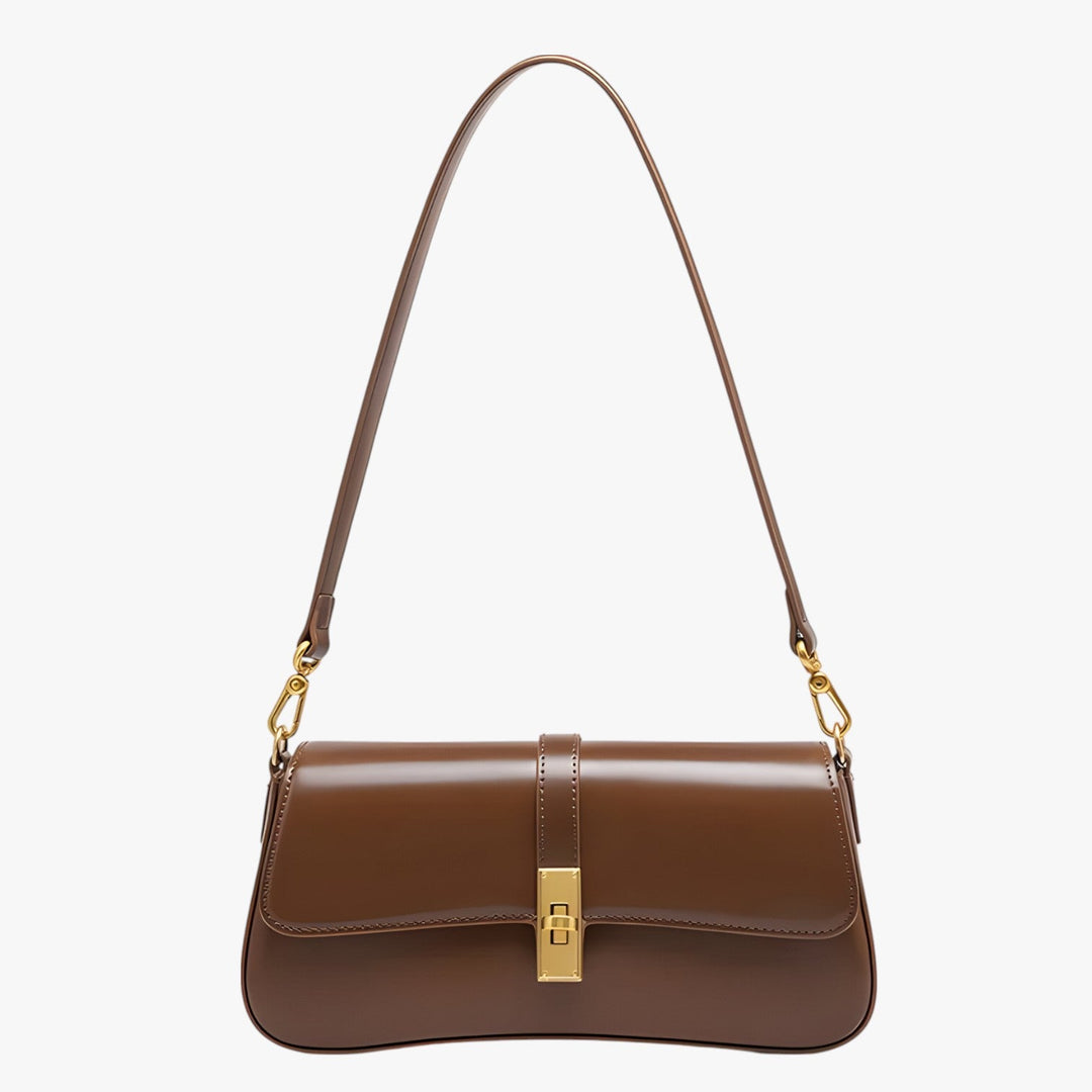 Womens Baguette Shoulder Bag with Clasp Closure