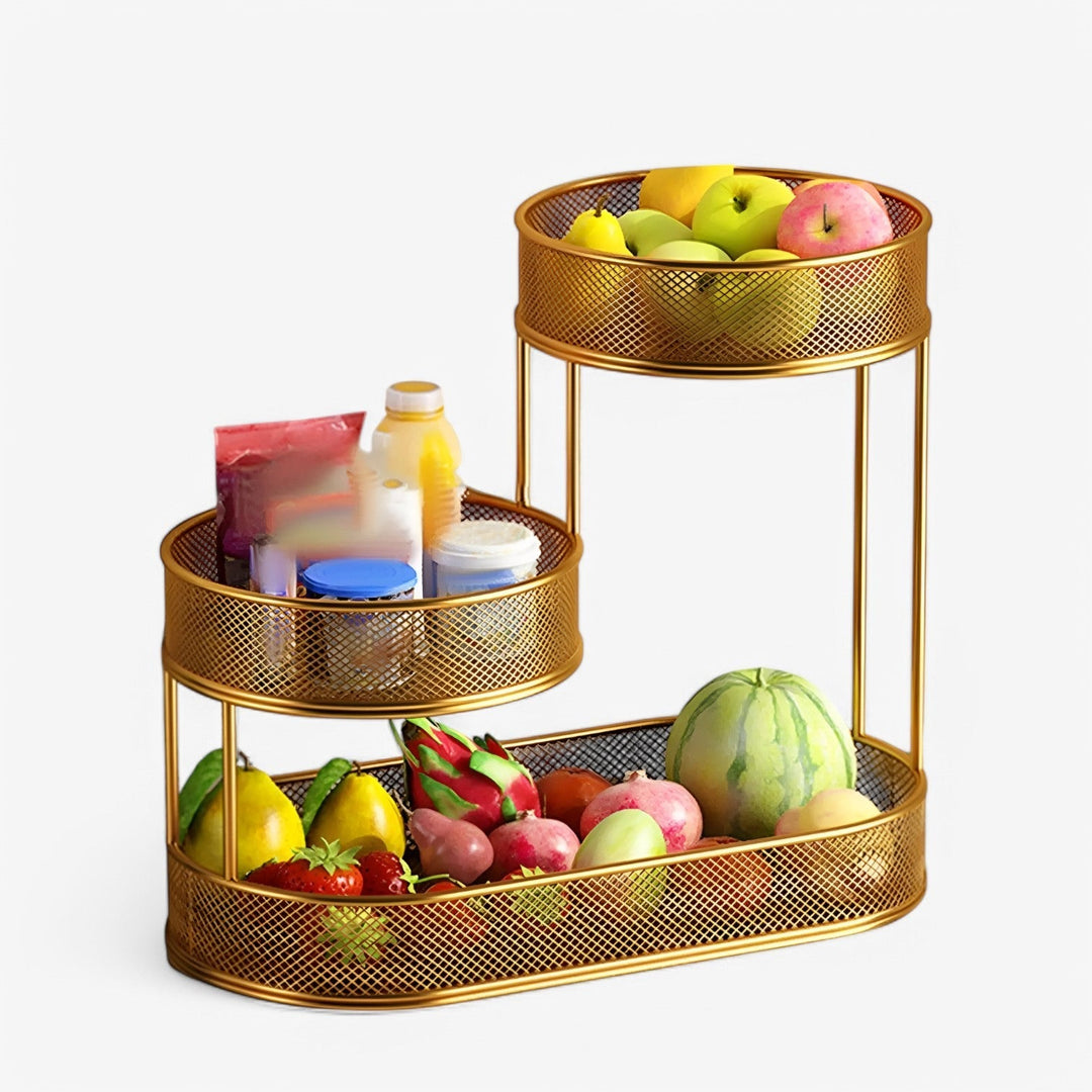 Multi Tier Iron Fruit Basket Organizer for Kitchen