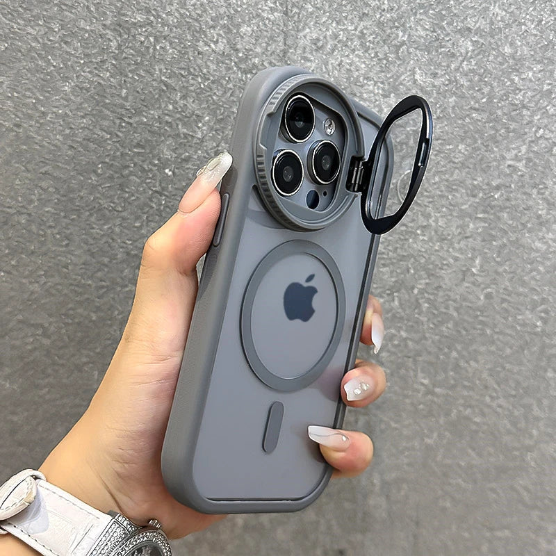 Foldable Glass Lens Stand Magnetic Case for iPhone 11 12 13 14 15 16